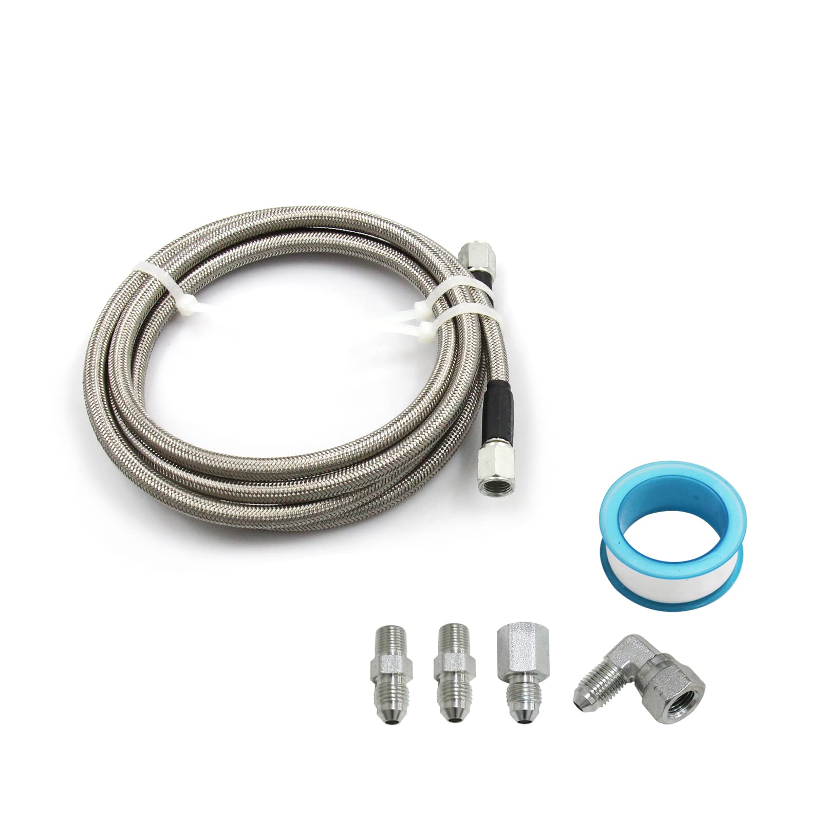 LVOUP Stainless Braided Line 4AN Multi Size Remote Turbocharger Sensor Teflon Gauge Line Kit（36inch）