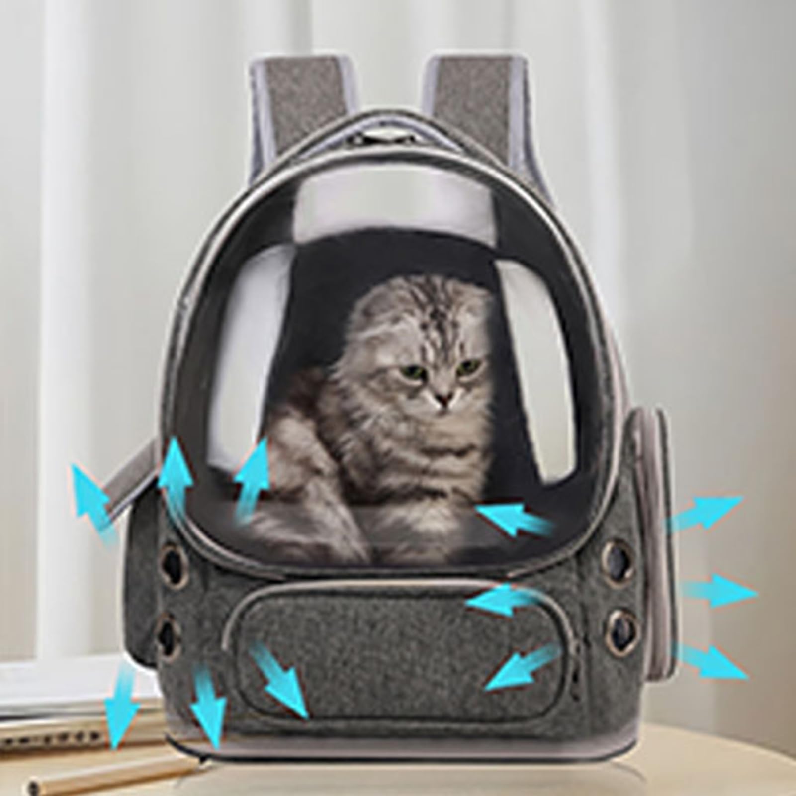 banapoy Katzen-Rucksackträger,Atmungsaktiver Großer Haustier-Rucksack mit Transparentem Fenster für Reisen,Wandern,Spazierengehen,Einkaufen,Auto, Mehrere Lüftungslöcher,Unter 6,8 Kg