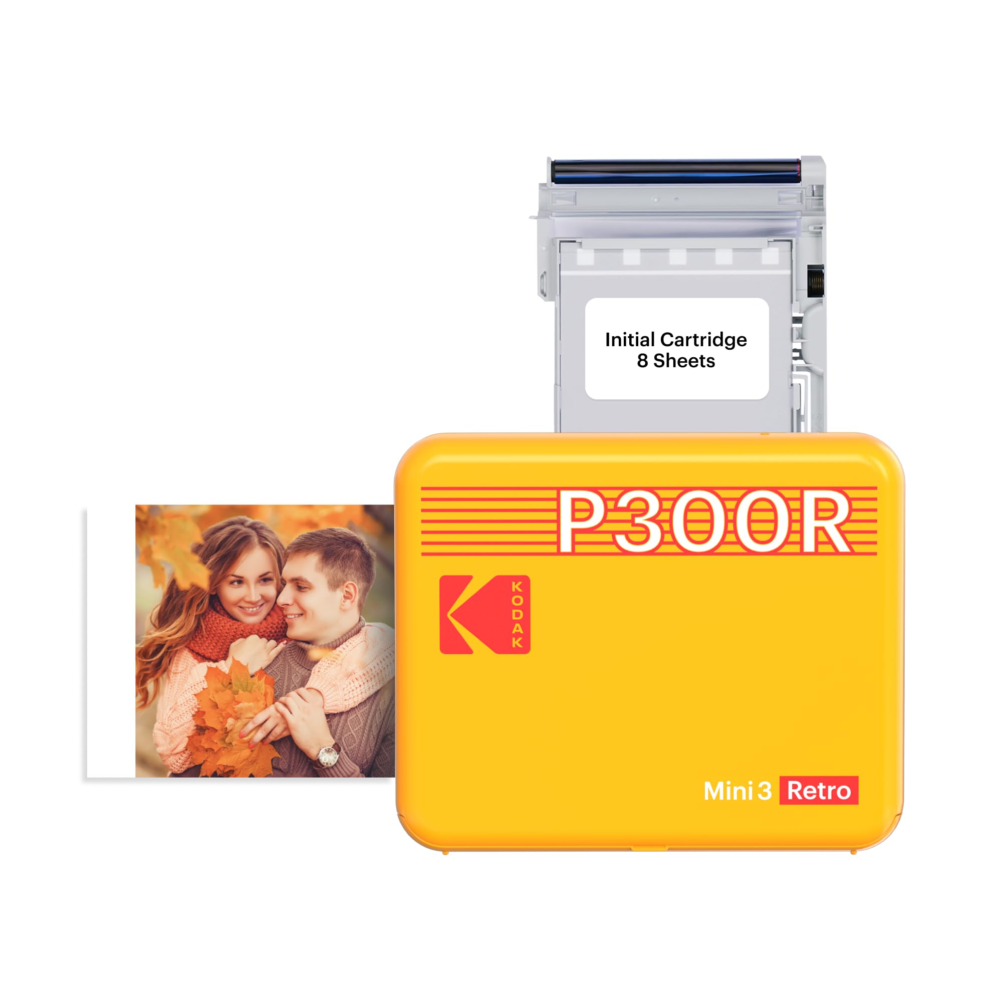 Mini 3 Retro 3x3 Portable Photo Printer, Compatible with iOS, Android & Bluetooth Devices, Real Photo, 4Pass Technology & Laminating Process, Print Photos Yellow