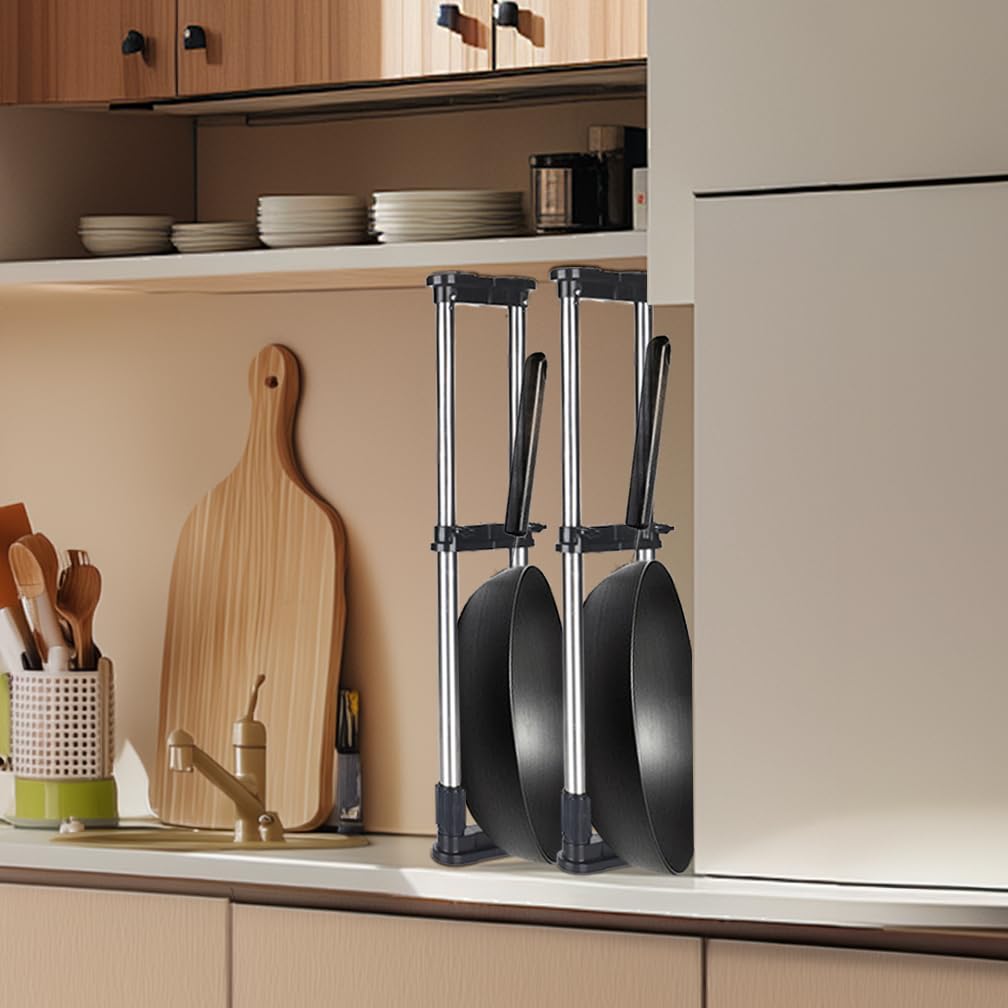 Barra de tensión ajustable extensible para armario, paquete de 2, organizador de armario para cocina y baño, color negro (70 120 cm)