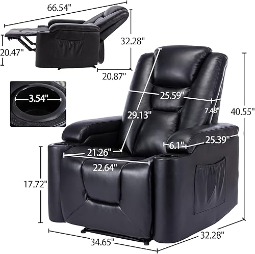 Miniatura 2 de Phoenix Home Silla eléctrica para sala de estar, reclinable, color negro