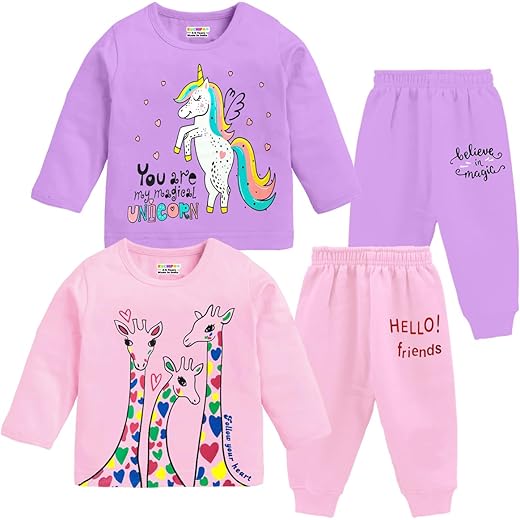 Kuchipoo Girls Cotton T-Shirt & Pyjamas Set