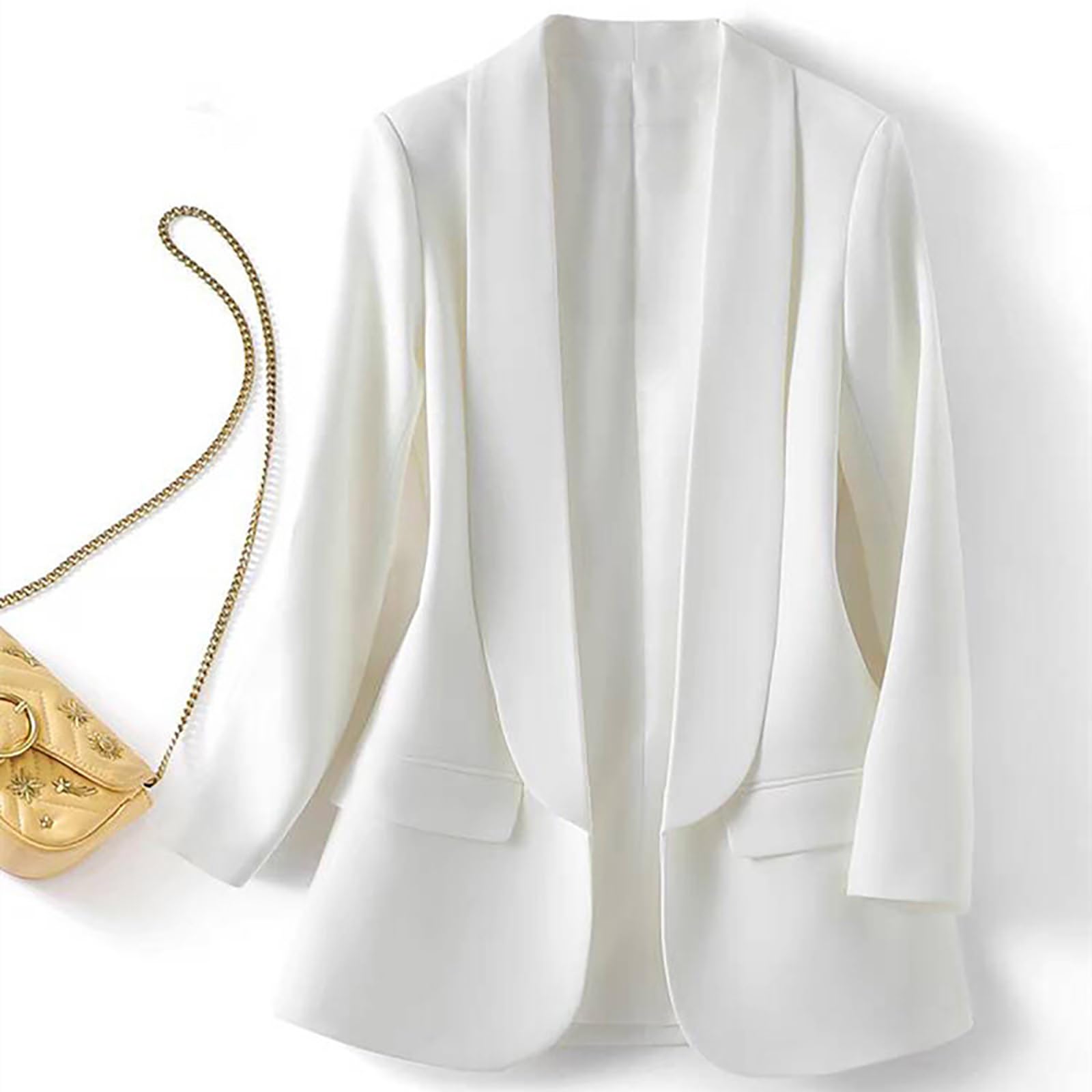 Blazer Casuales Manga Mujer Larga Solapa Ligeros Botones Fina Chaqueta Mujer Entretiempo Trabajo Elegante Blazer Slim Fit Frente Abierto Manga Larga Trabajo Oficina Boda Invitada Blazer Chaqueta