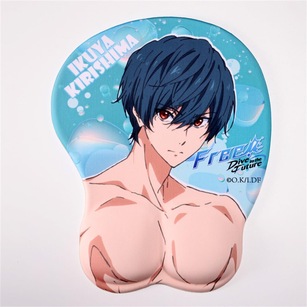 Classic Animation Free Dive to The Future Male Protagonist Chest Muscle 3D Mouse pad Protect Wrist Fan Peripheral Sexy Office Study Supplies Computer Accessories.-Ikuya