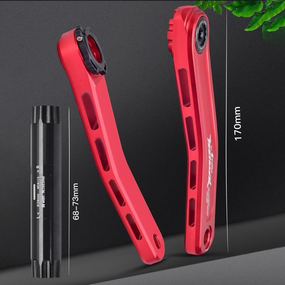 170 Mm Guarnitura Integrato Cavo MTB 30T/32T/34T/36T/38T Ingranaggio Singolo Lega di Alluminio Set di Pedivelle Bicicletta da Montagna con BB per 8-12 velocità(Red,30T)