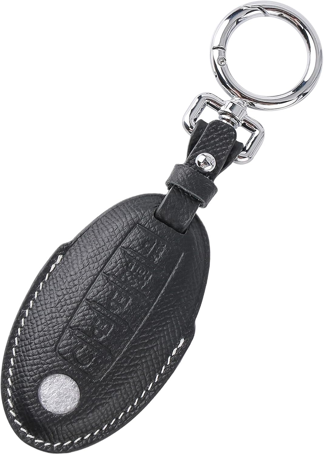 Leather Key Fob Cover with Keychain,Key shell Compatible with 5 Button Nissan Altima Pathfinder Armada Murano key (Black)