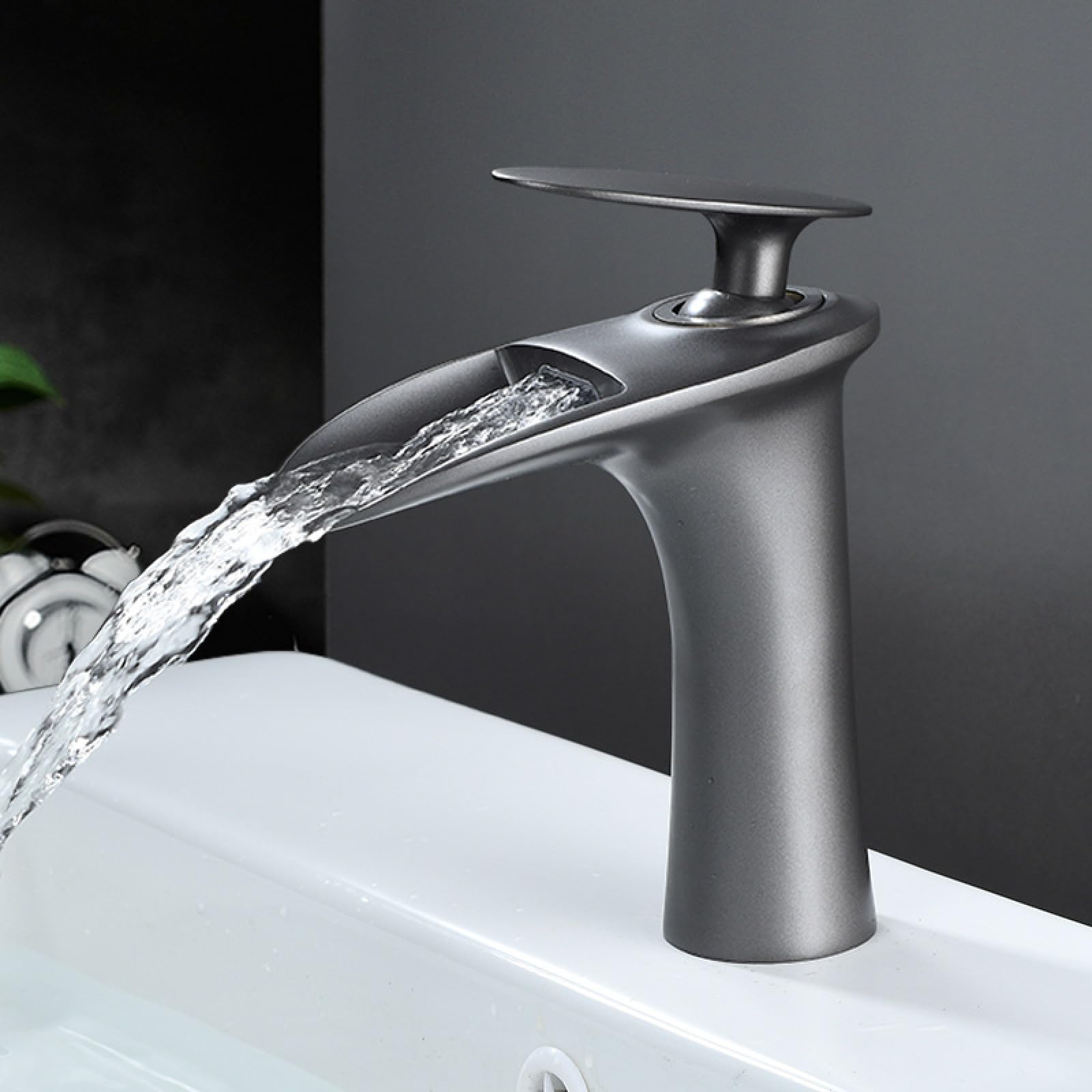 Waterval wastafelkranen badkamer wastafel kranen enkel handvat badrandcombinaties warm en koud mengkraan (kleur: A, maat: lichtgrijs