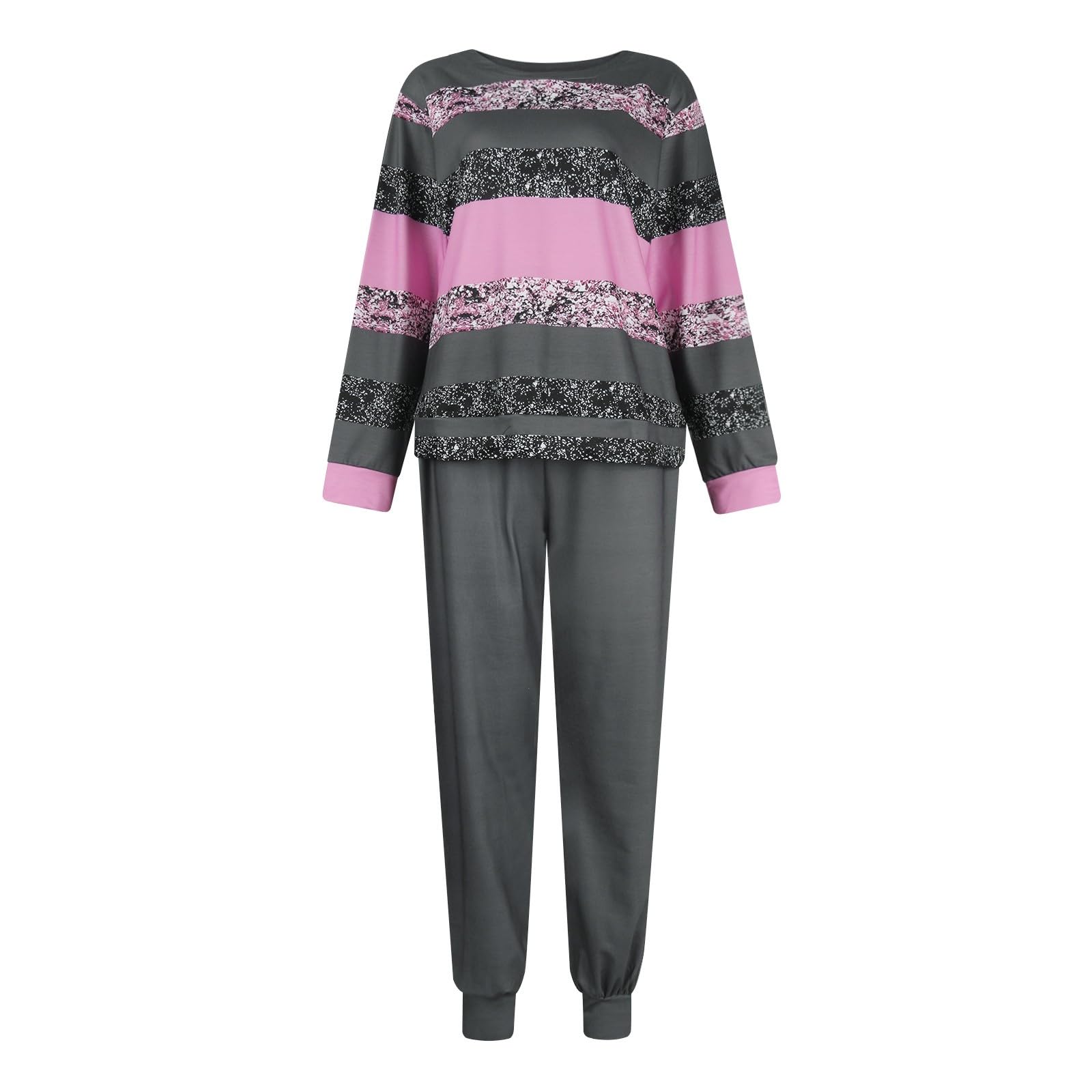 Hausanzug Damen Kuschelig Winter Zweiteiler Hausanzug Damen Elegant 2-Teilig Hosenanzug Frauen Langarm Freizeitanzug Damen Set Kuschel Zuhause Anzug 2 Teiler
