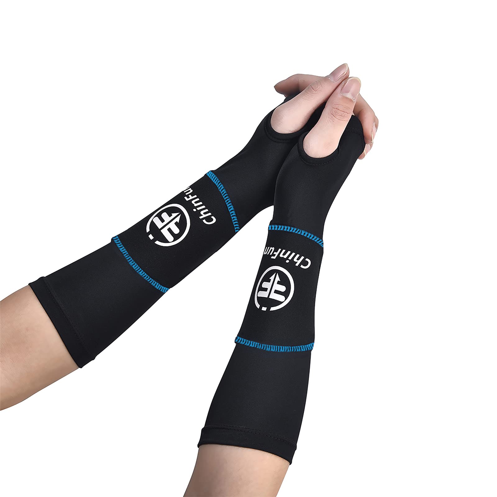 ChinFun Volleyball Arm Sleeves for Youth Girls Boys Women Long Passing Forearm Sleeves with Protection Pad and Thumbhole Volleyball arm Guards Gear 1 Pair