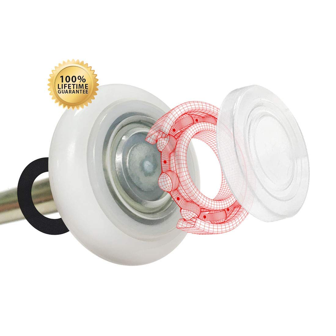 Artilife Paquete De 12 Rodillos De Nailon Para Puerta De Garaje De 2 Pulgadas, Rodamientos 6200ZZ, Silenciosos Y Duraderos, Vástago De 4 Pulgadas Para Reemplazo De Riel De Garaje De 2