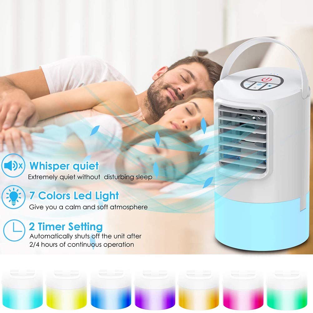 Condizionatore Portatile,Mini Raffrescatore Evaporativo Umidificatore,Basso Rumore Raffreddatore d'Aria Climatizzatore Personal Air Cooler con 3 velocità per Casa Ufficio Viaggio