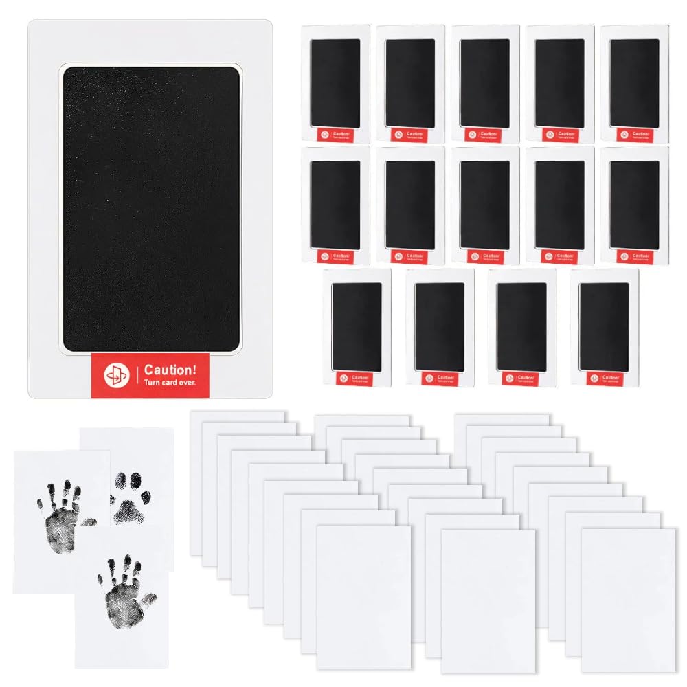 15-Set Inkless Memory Kit for Hand & Foot Prints, Pet Paw Impressions – Clean Touch Ink Pad with Keepsake Cards,Reusable Hand and Foot Print Pad,