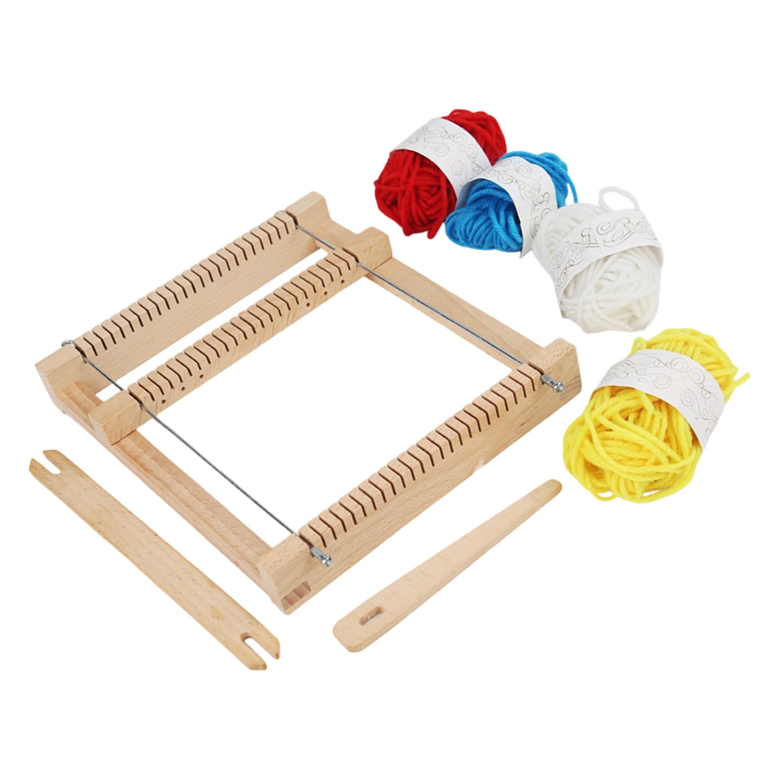 Tsophreniq Craft Set Includes Wooden Weaving Frame 4 Color Cotton Yarn Knitting Needle for Kid Toy Knitting Tools
