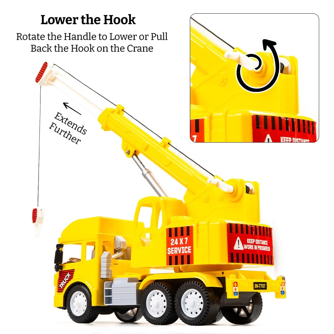 RATNA'S Hydra Crane My First Wheels Friction Powered Big Size Plastic Construction Toy Vehicle with Realistic Features Non Battery Operated Toys for Kids 2