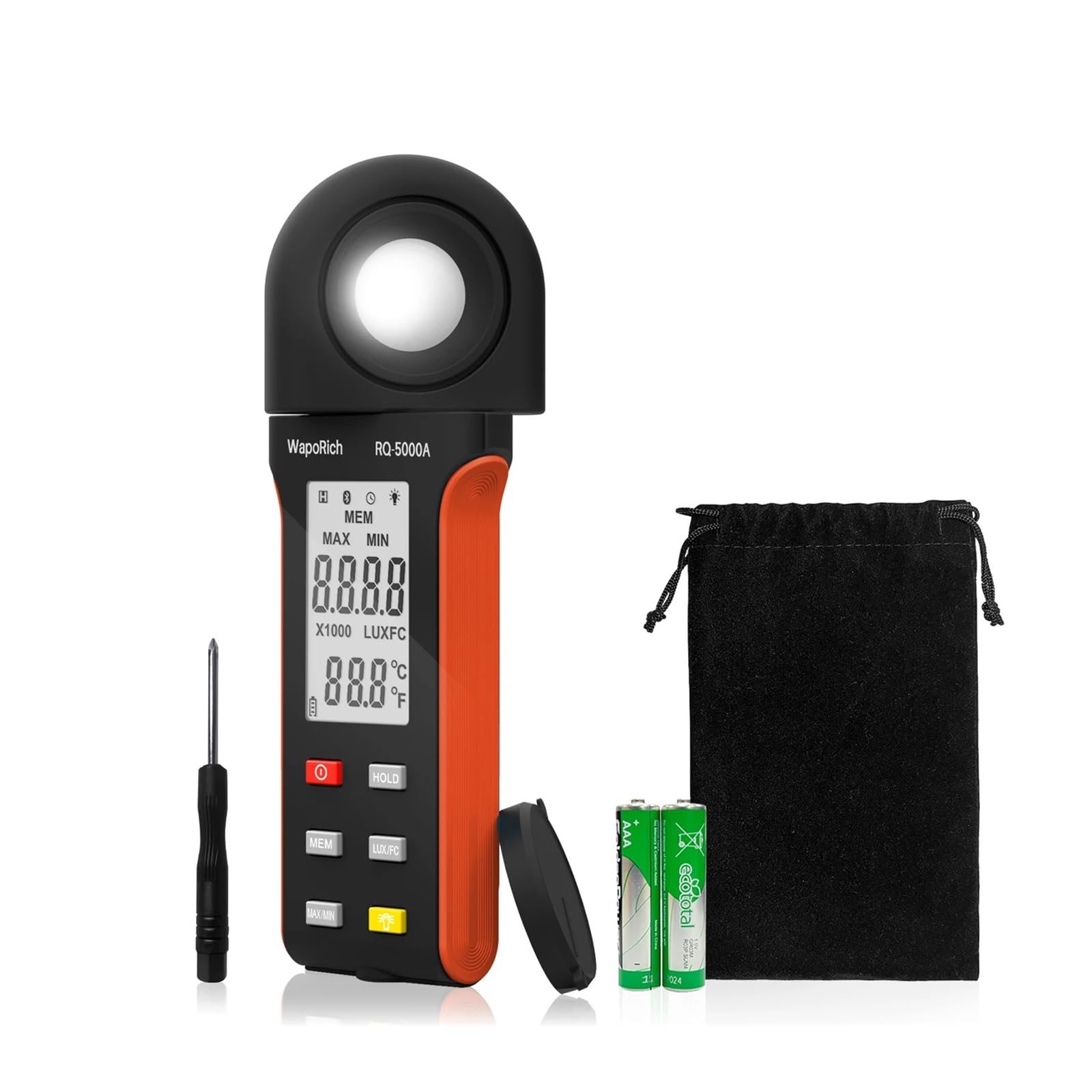 JVDDI Digital Light Tester 5000A High-Precision Digital Lux Meter, 1 To 400,000 Wide Ran, Lux/Fc Unit Switch, MAX/MIN Recording, Built-in Display