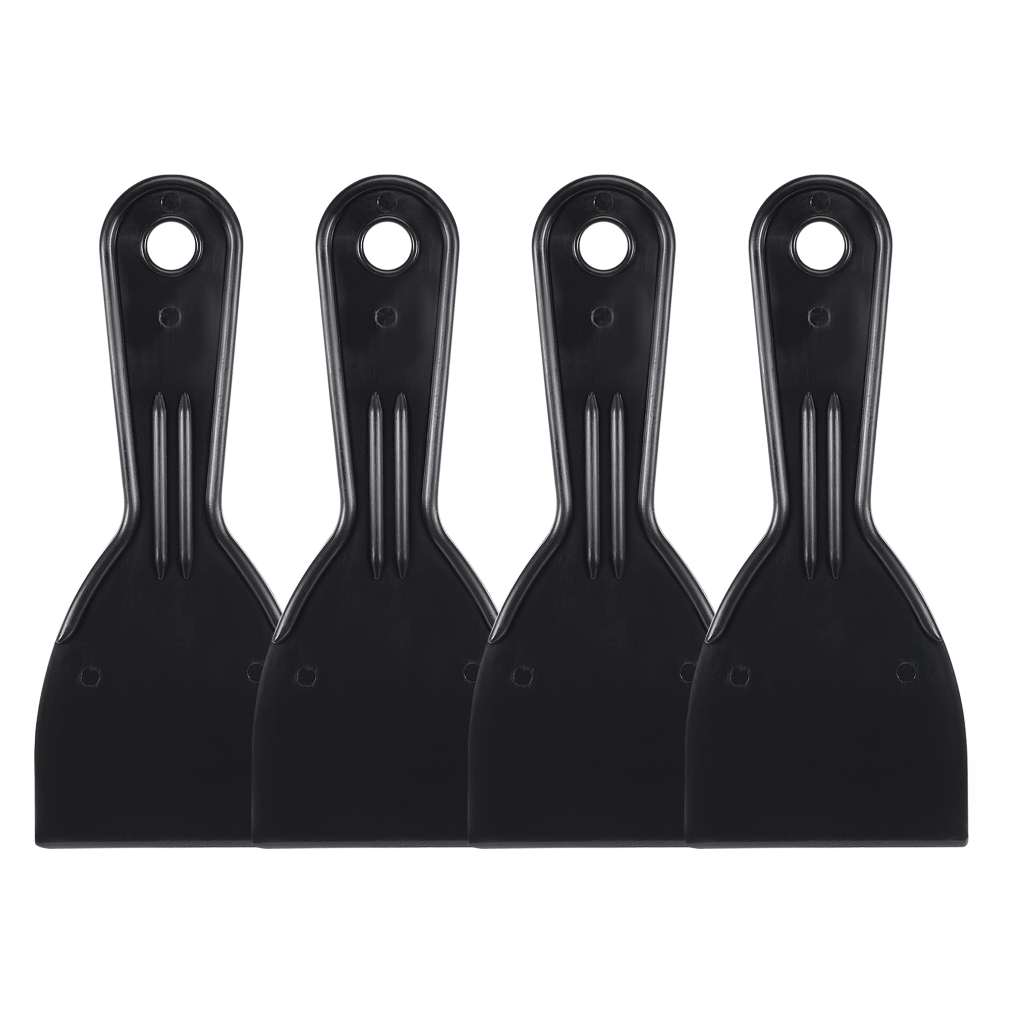 uxcell Putty Scraper 3" ABS Plastic Spatula Drywall Patch Repair Spreader Wall Covering Smoother Black 4Pcs