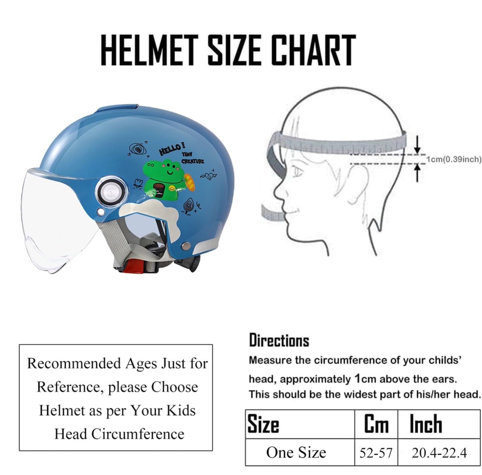 Casco Da Moto Per Bambini, Casco Jet Per Bambini Con Visiera, Casco Da Scooter Per Bambini, Casco Da Scooter, Casco Da Ciclomotore, Casco Da Bici, Chiusura Rapida E,52-57cm