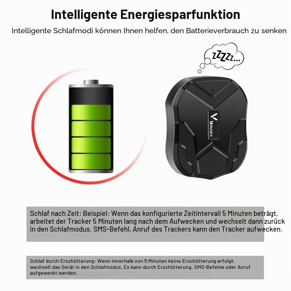 Winnes GPS-Tracker fürs Auto ohne Abonnement, magnetischer Fahrzeug-GPS-Tracker 4G, Keine monatliche Gebühr, Lange Lebensdauer kabelloser Android iOS Auto-Tracker großer Akku, mehrere Warnungen
