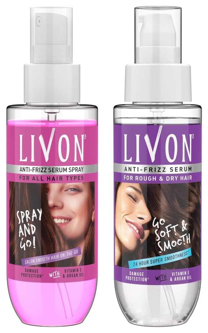 Livon Hair Serum for Women & Men for Dry and Rough Hair 100 ml & Livon Hair Serum Spray for With Moroccan Argan Oil & Vitamin B | 50 ml