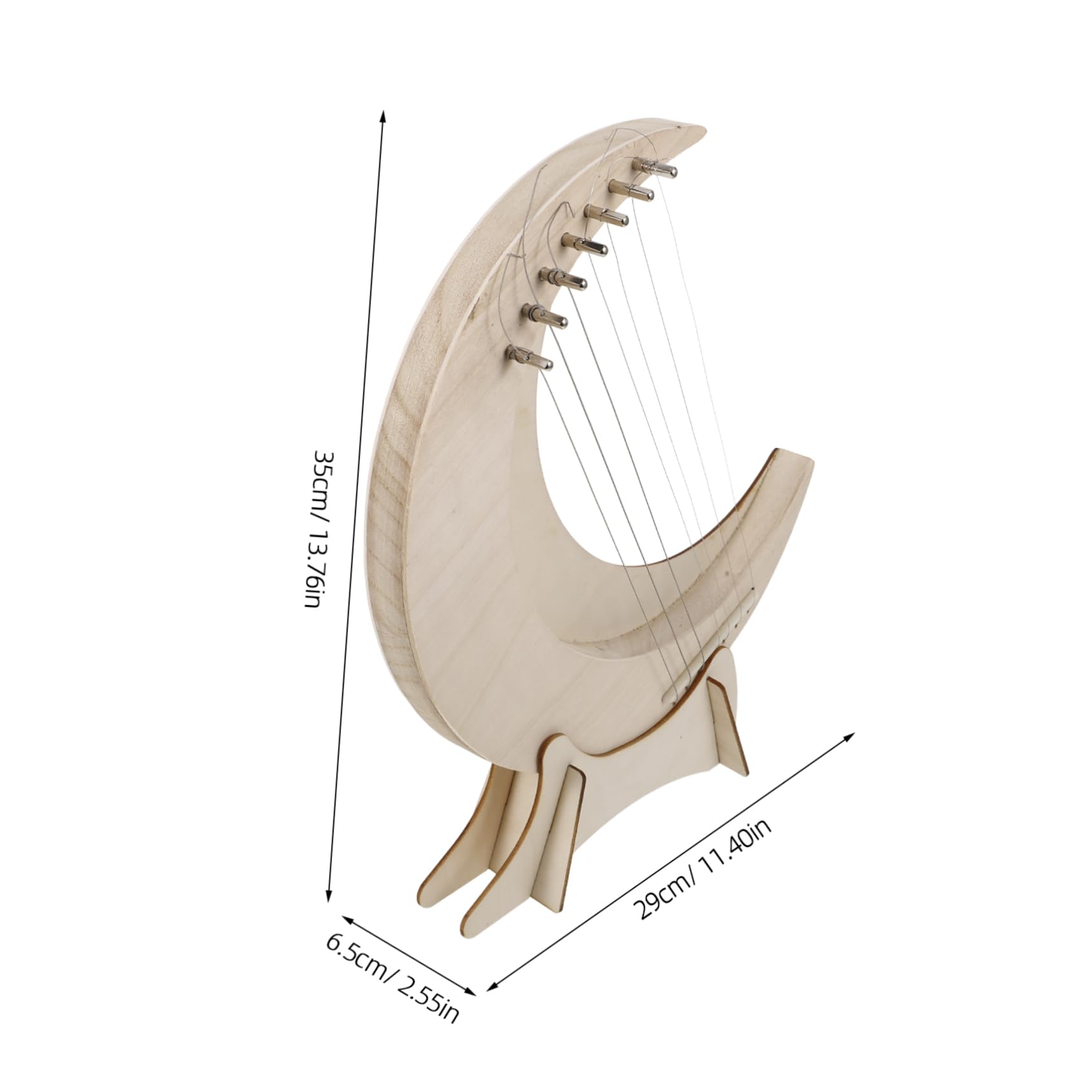 Toyvian Lyre harpe en bois à 7 cordes avec base portable en forme de lune instrument de musique pour débutants et enfants pour la pratique de la musique et la décoration de la maison