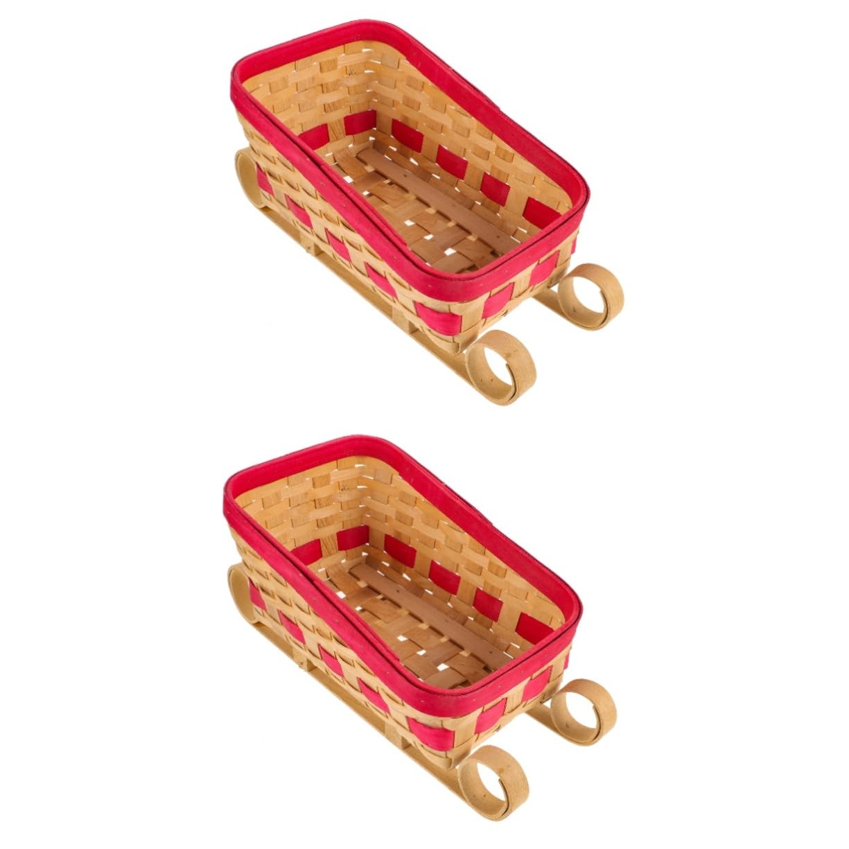 PRETYZOOM 2St Festival- Schlittenverzierung Weihnachtsaccessoires Schnee weihnachtsbasteln weihnachts basteln Weihnachtsschmuck weihnachtliche Wohnkultur Bambus weben rot