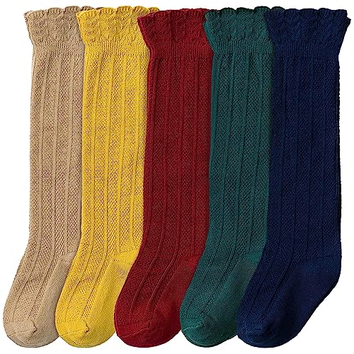 Image of CozyWay Baby & Toddler Knee High Socks For Baby Girls Multi Color - 5 Pack