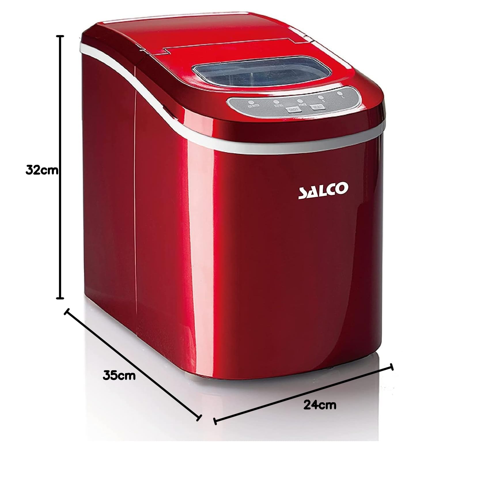 Salco Eiswürfelmaschine SEB-12 – 12 Kg Eis In 24 H, 2,2 L Tank, 2 Größen – Eis In 8–13 Min., LED-Display, Abnehmbarer Korb, Inkl. Schaufel – Für Party & Zuhause Eiswürfelmaschine Salco 12 Kg