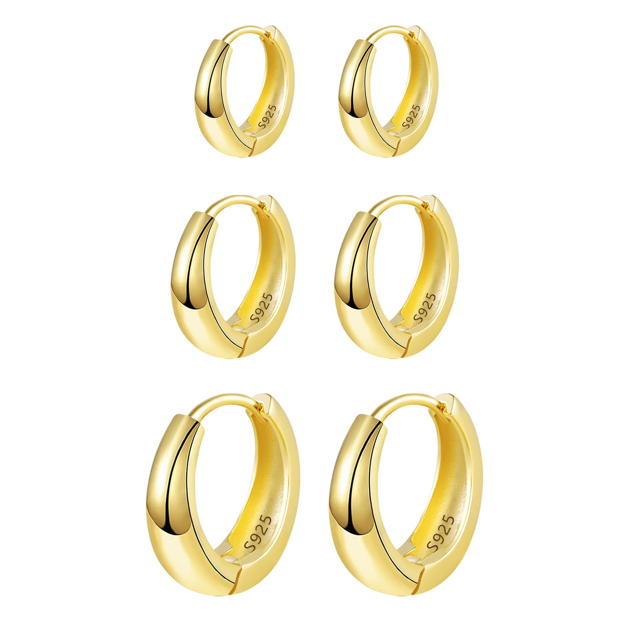 ALEXCRAFT Pendientes de Oro Plata 925 Aros Pequeños Pendientes Hombre Mujer