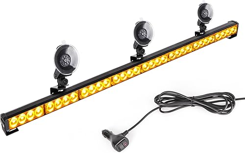 Miniatura 9 de Barra de luz estroboscópica de advertencia de emergencia de alta intensidad, color amarillo ámbar, de bajo perfil, para aplicación de la ley,