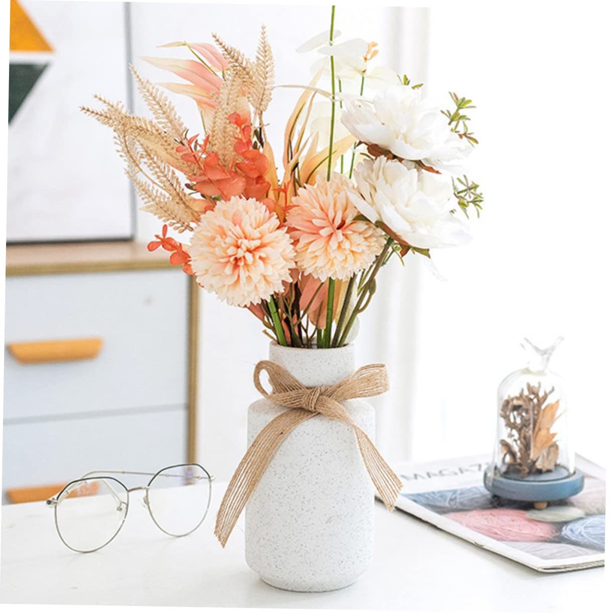 Alipis Vaso in Ceramica Per Fiori Decorativo Decorazione Per La Casa Contenitore Per Fiori Estetico Vaso Semplice Per Scrivania