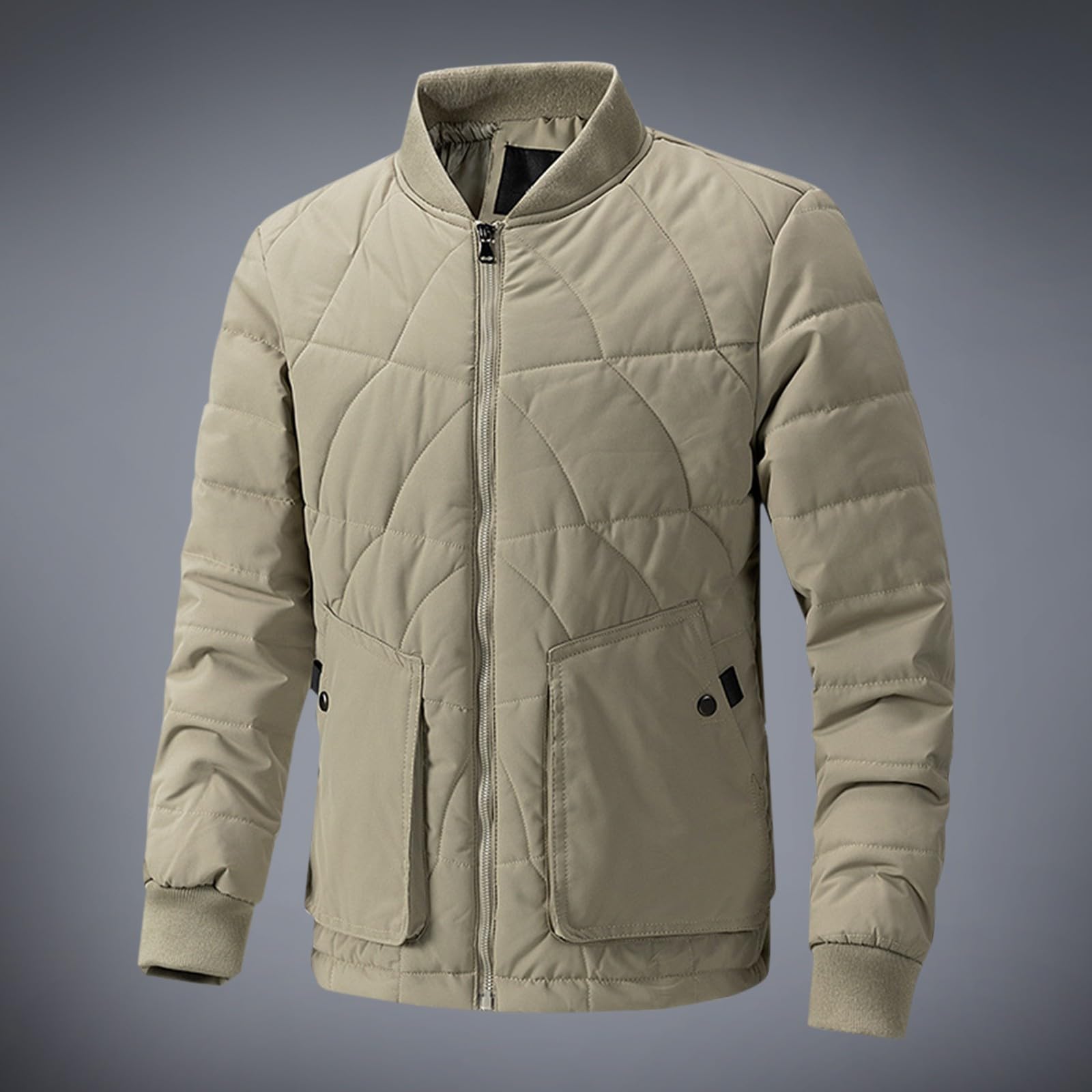 Giacca trapuntata verde da uomo, cappotto invernale leggero isolato da uomo, giacca casual impermeabile per la stagione fredda, capispalla verde antivento, design elegante e caldo, comfort