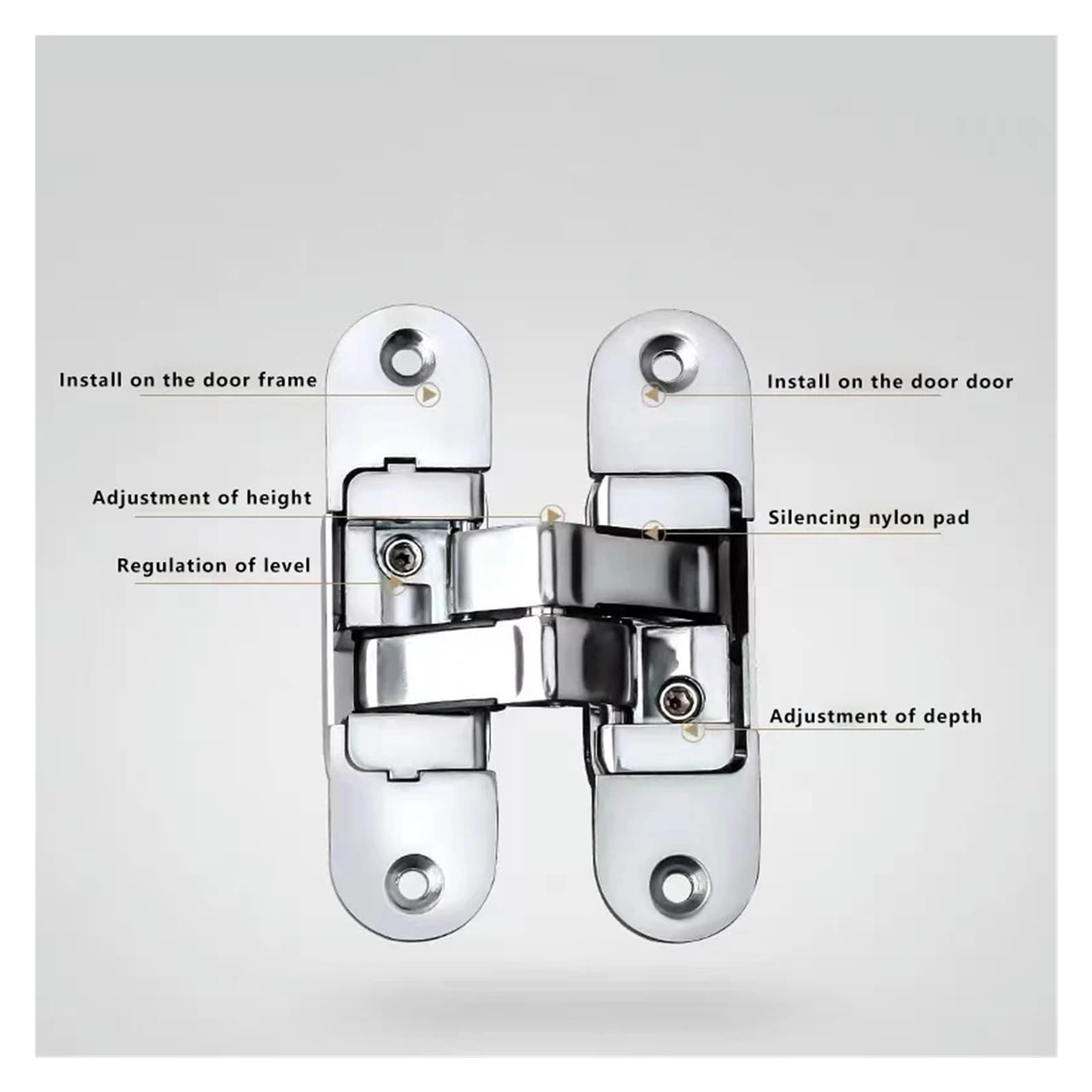 Bisagras Bisagra cruzada oculta | Bisagra de puerta invisible, puerta plegable plana ajustable de 180 grados, bisagra de puerta de madera oculta(Small left 2)