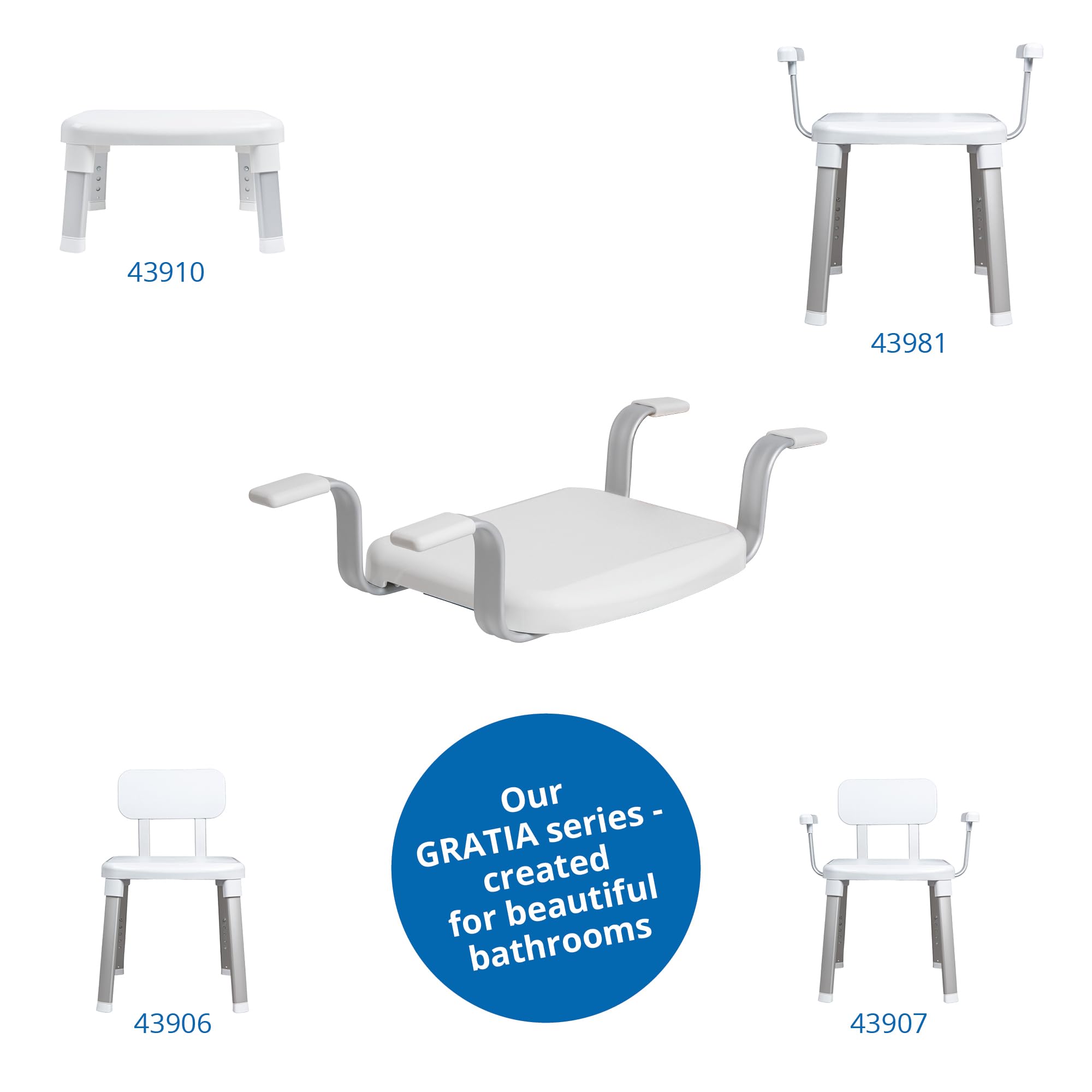 WEINBERGER Badewannensitz, Sitzhilfe für Badewannen mit Innenmaß von 59-72 cm, niedrige Sitzposition, sehr stabil bis 150 kg, Aluminium, Sitzbrett, Badebrett, Badehocker/Farbe: Weiß/Modell: 43909