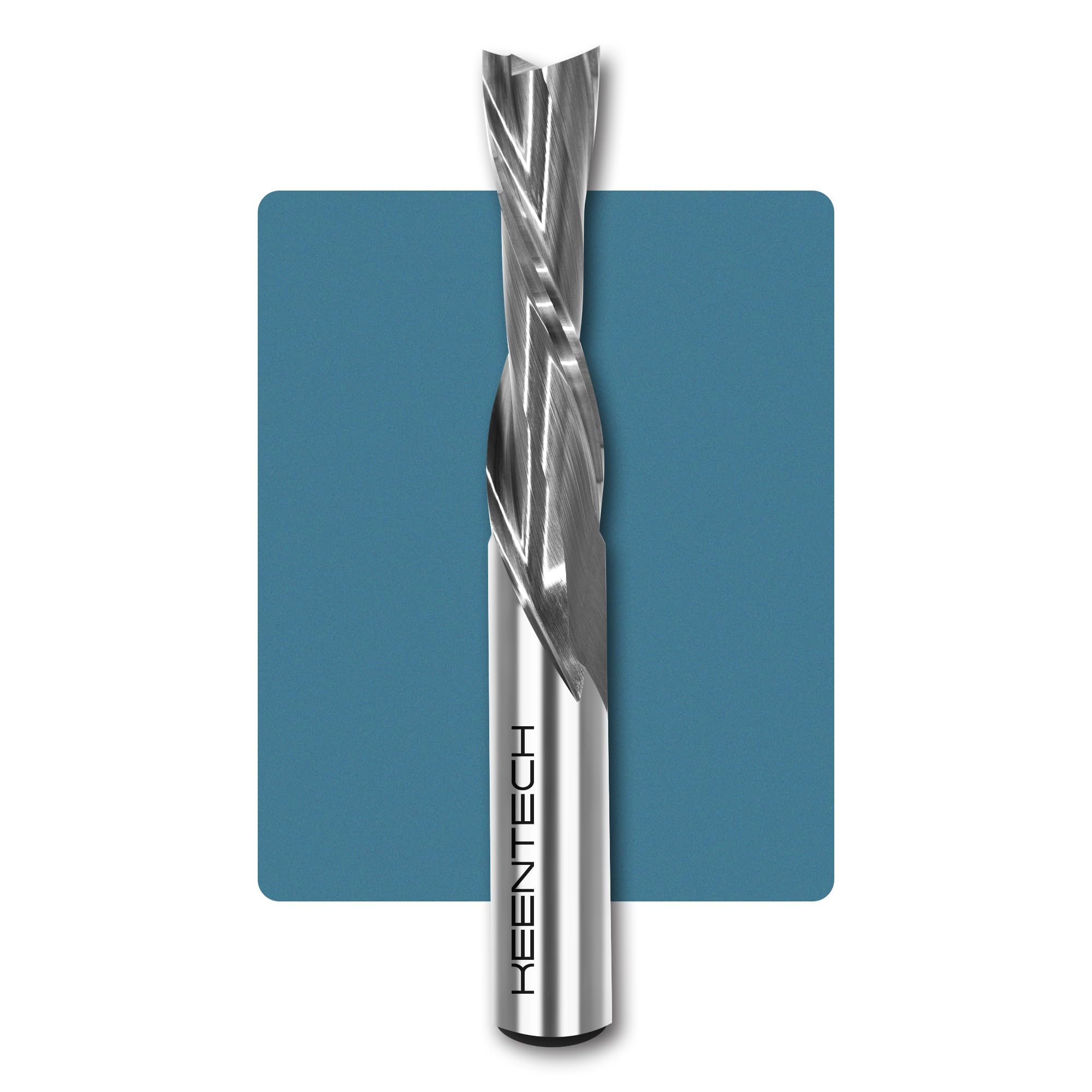KEENTECH CNC Spiral Router Bit 2 Flute Down Cut 1/2" Shank, 1/2" Cutting Diameter, 2" Depth, Industrial Solid Carbide End Mill for Custom Furniture, High Precision Carving
