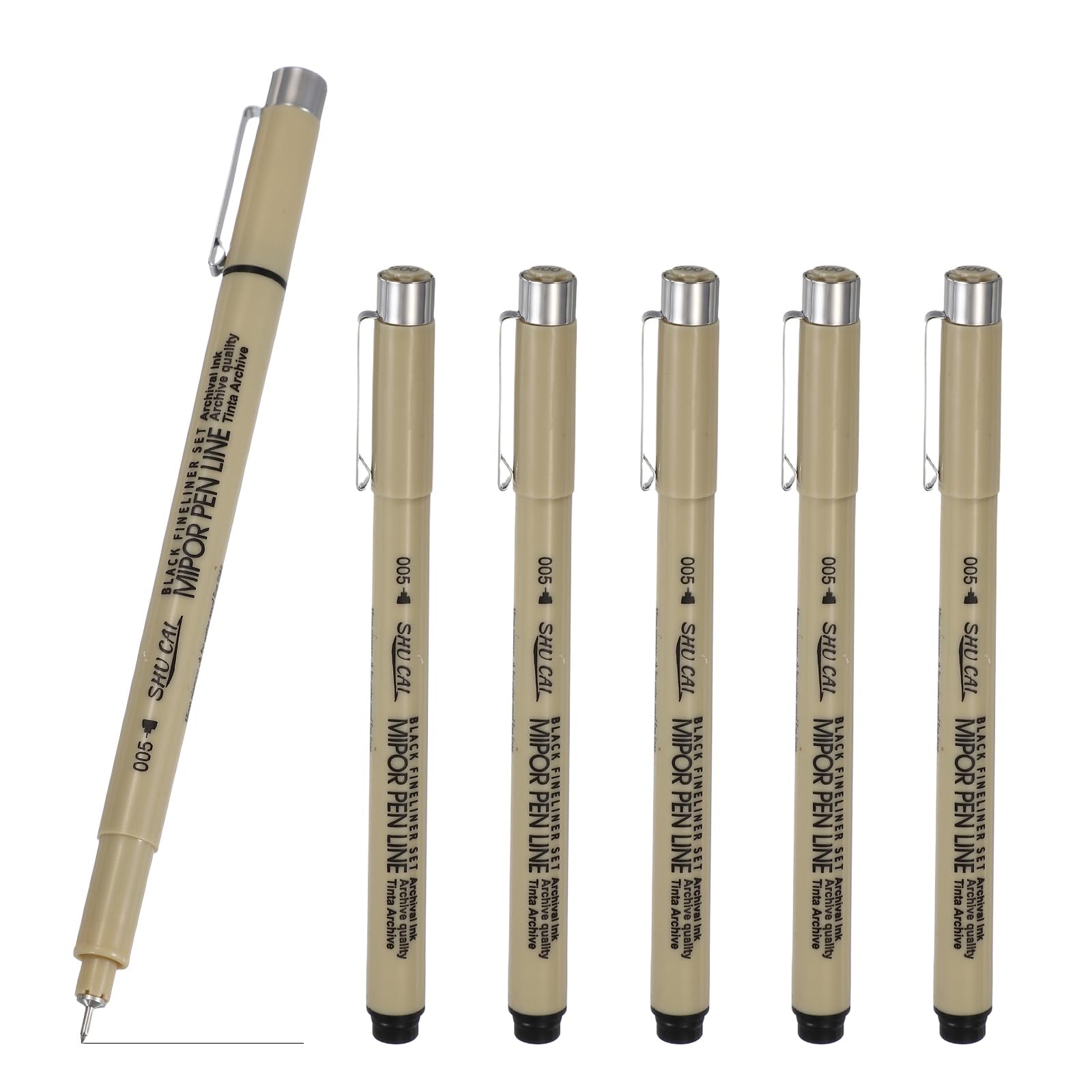 PATIKIL Fineliner Pens, 6 Pcs 005 0.2mm Fineliner Marker Black Waterproof Ink Archival Drawing Pens Art Supplies Set for Sketching Journaling Scrapbooking Artist Illustration