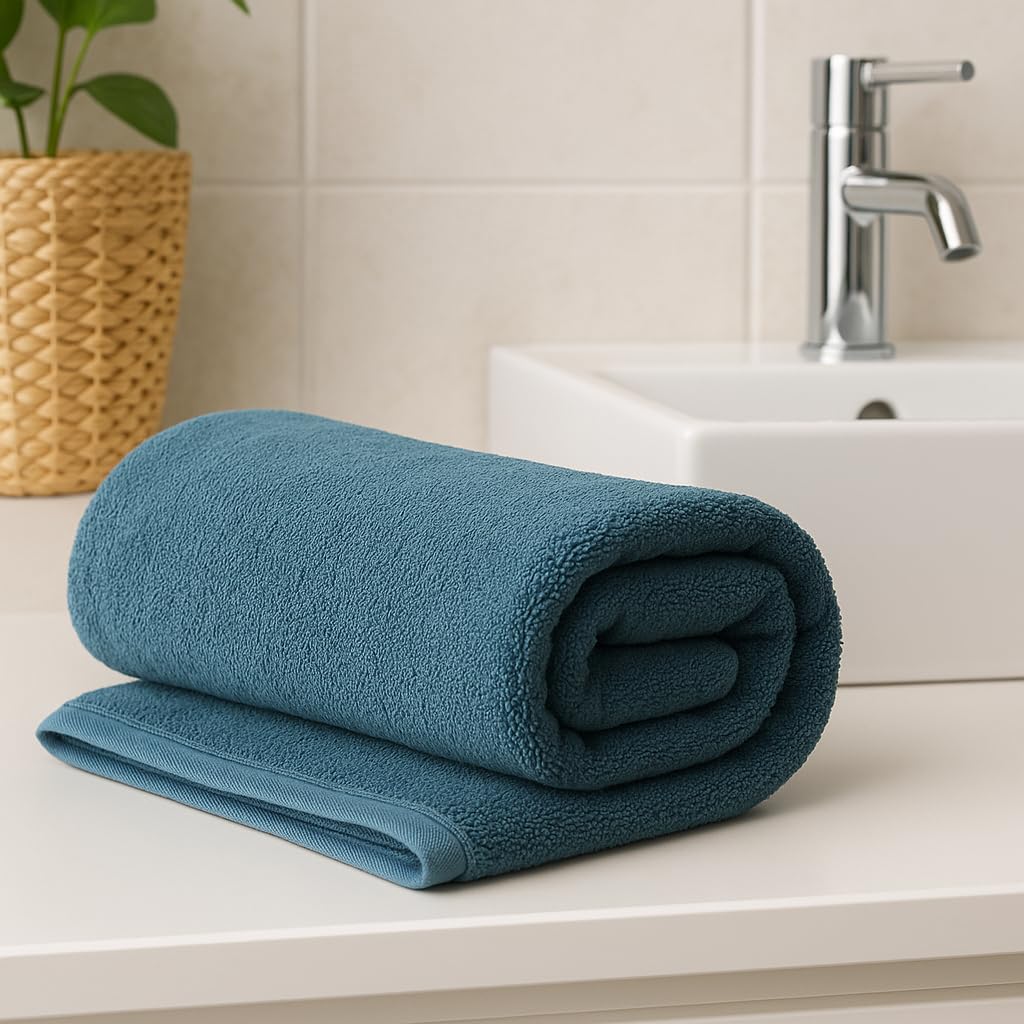 Betz Badetuch 2 Stück XXL 100x200 cm 100% Baumwolle – Weiches Frottee Saunatuch & Strandtuch – Pflegeleicht & saugstark – Berlin Serie – Farbe dunkelgrau - taubenblau