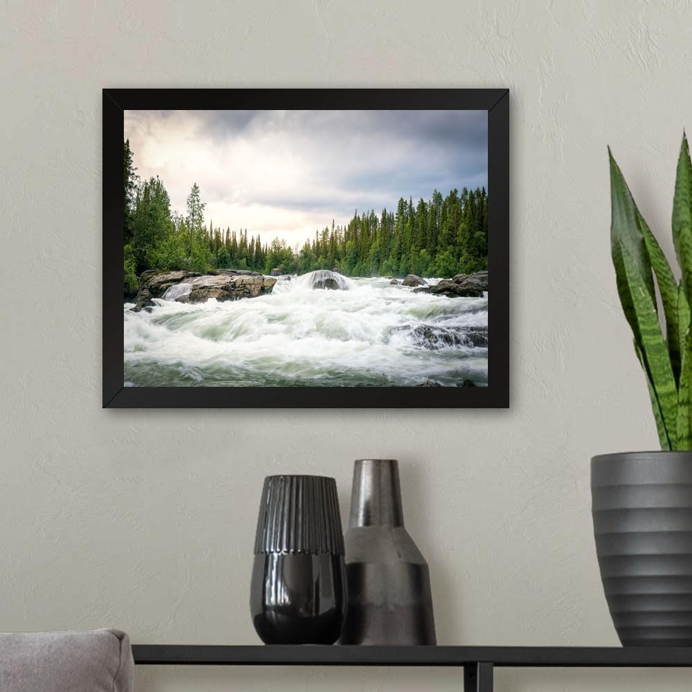 GADGETS WRAP Printed Photo Frame Matte Painting for Home Office Studio Living Room Decoration (11x9inch Black Framed) - River In Forest 1-image-5