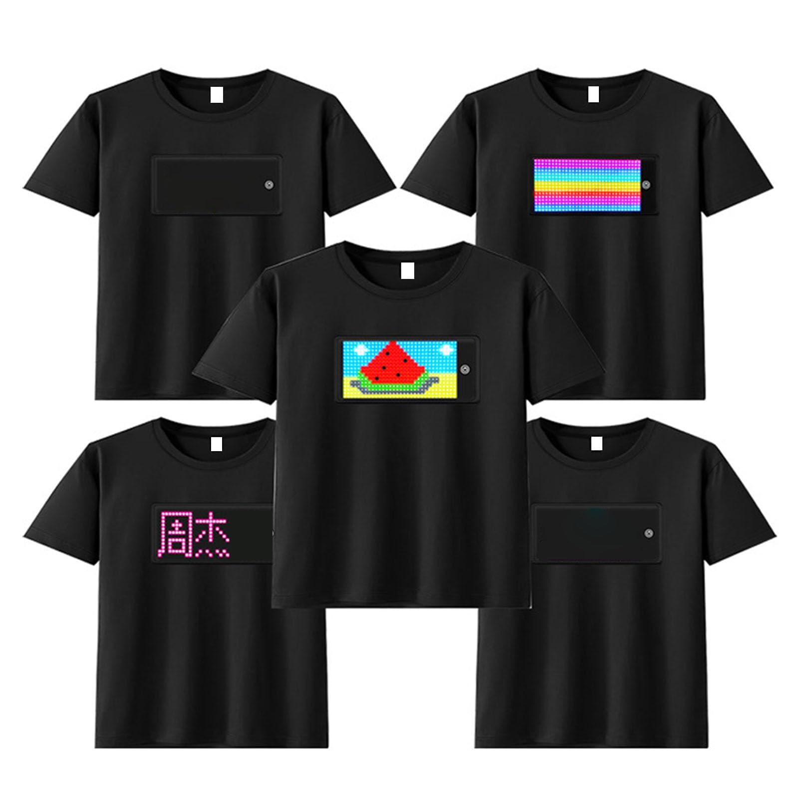 ASHATA Camiseta LED, Pantalla Multicolor Programable para Fiestas, con App para e IOS