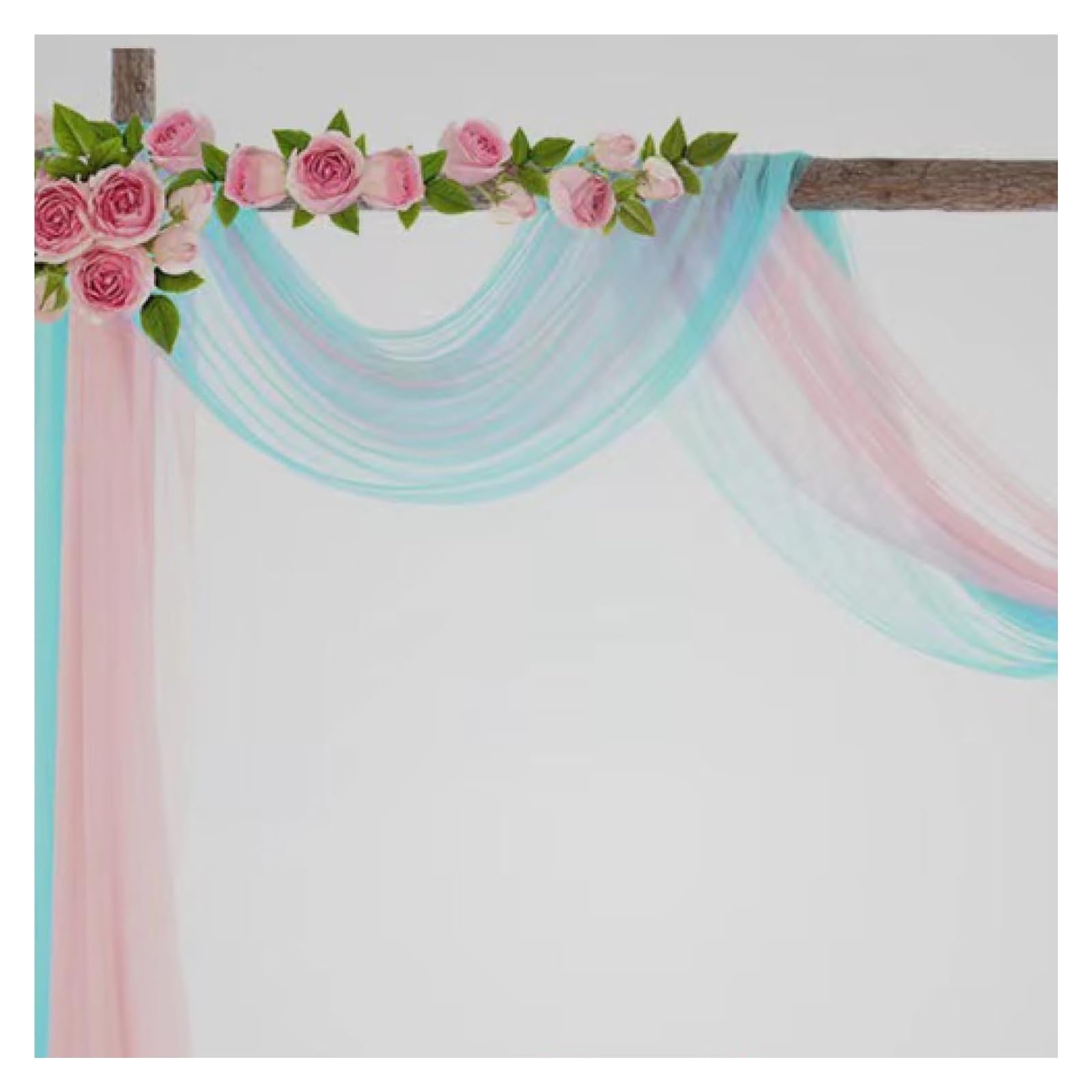 Hochzeitsdekoration, Hochzeitsfeier-Hintergrunddekoration, DIY-Hochzeits-Drapiervorhang, Hochzeit, Tüll, Chiffon, Stoff, Bogen, durchsichtig(White)