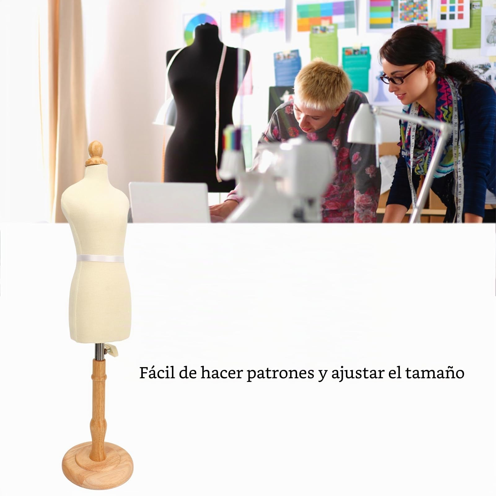 Maniquí de sastre para mujer, duradero maniquí de sastre para mujer, flexible, resistente, de madera de haya, fácil de usar para coser (estilo 1 3,15 x 2,76 pulgadas)