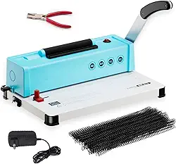 Kit Encadernadora 3x1 Wire-o 34 Furos Fura 12 Folhas + 100 Argolas Metálicas A4