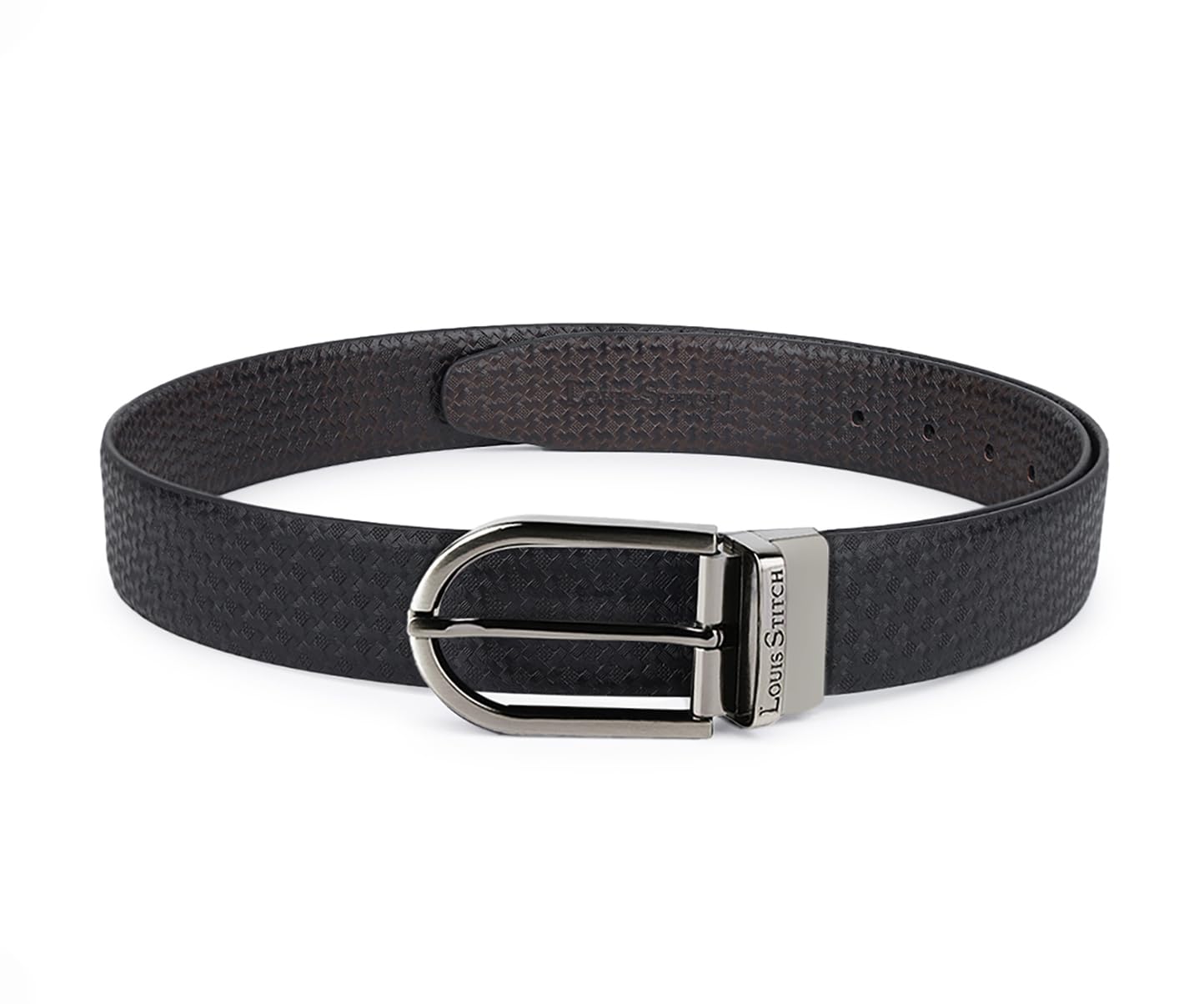 LOUIS STITCH Men's Reversible Italian Leather Belt with for Men 1.25 inch (35mm) Waist Strap Black Brown Belt with Gunmetal Black Buckle (MTGM) (Size- 40 inch)