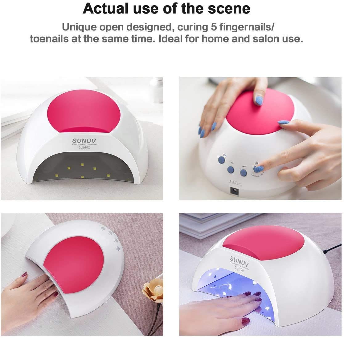 FAXIOAWA Lampada per Unghie Gel UV LED da 48 W, asciuga Unghie Smalto ad Asciugatura Rapida per Unghie Gel con Timer Anni '10 '30 '60 '90, per Manicure/Pedicure, casa e Salone