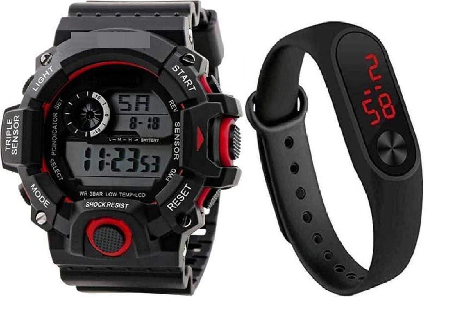 pass pass Digital Dial Kids Boy's Sports Watch with Silicone Band, Combo Pack of 2 - PS-1031