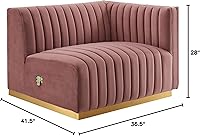 Vista 183 de Modway Conjure - Sofá seccional tapizado de terciopelo de alto rendimiento, con canal, silla sin brazos en negro y gris