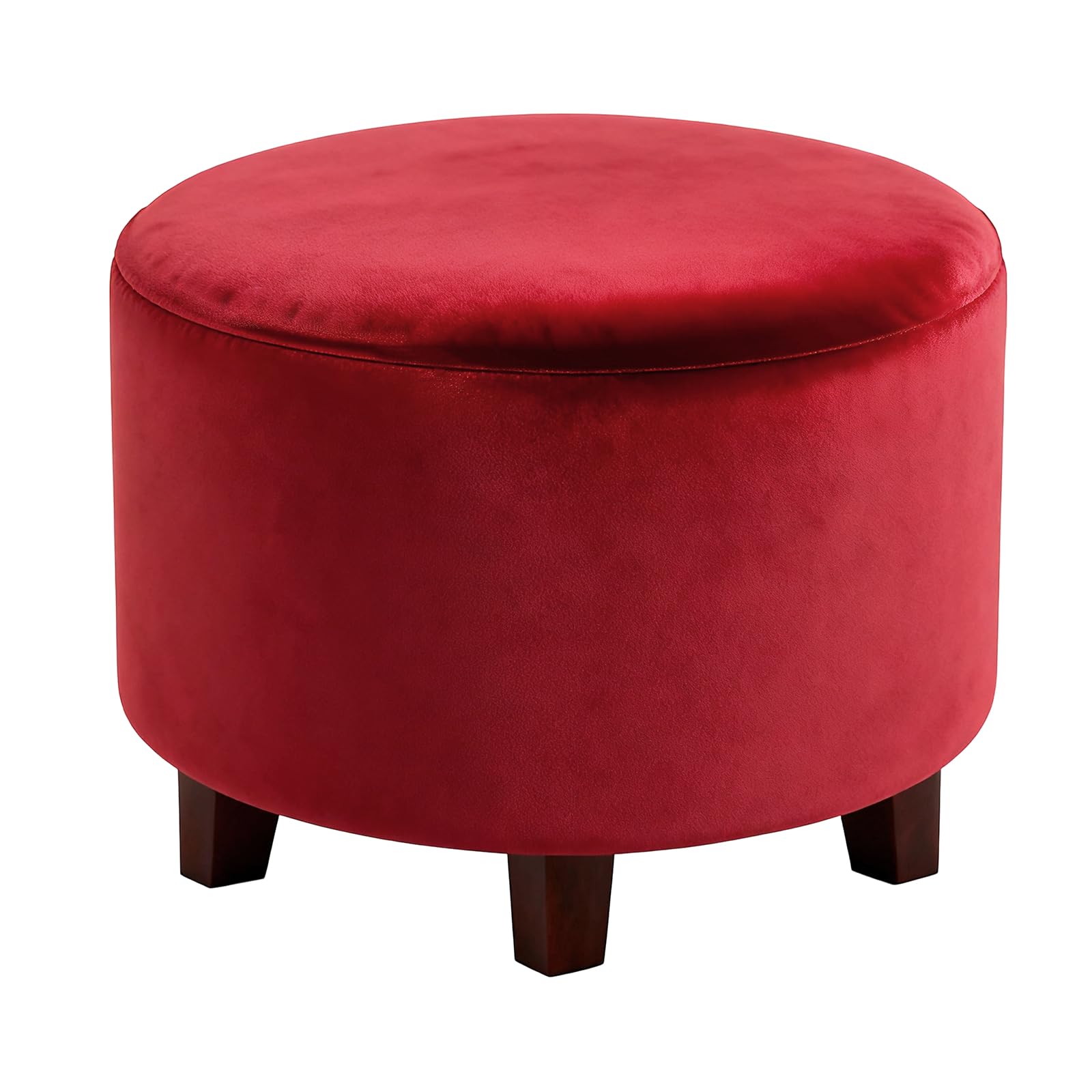 sourcing map Velvet Round Footstool Slipcover, Stretch Foot Stool Protector Covers Plush Furniture Protector Cover with Elastic Bottom for Footstool Living Room Bedroom(Small, Wine Red)