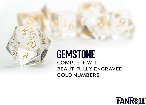 Miniatura 4 de FanRoll by Metallic Dice Games - Juego de dados DND de 0.630 in con piedra natal de polietileno zafiro de septiembre grabado, dados de juego de rol