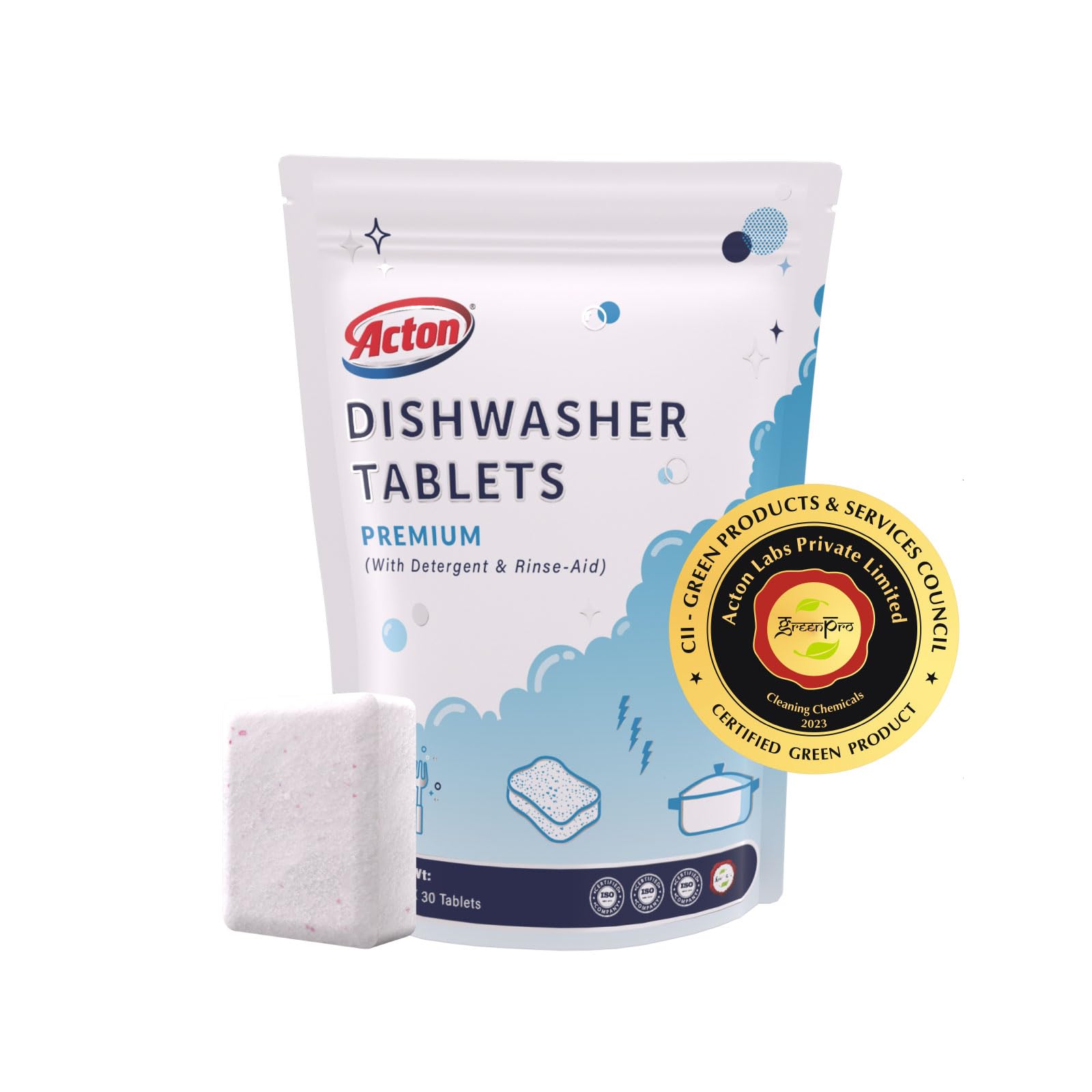 Acton Dishwasher Tablets (Pack of 30) | Detergent + Rinsing Aid | Suitable for All Dishwashers | GreenPro Certified (B0CTQS9S5S) Amazon Price History, Amazon Price Tracker