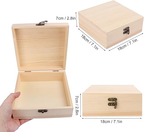 Miniatura 2 de GNIEMCKIN Paquete de 6 cajas de madera, cajas de madera sin pintar sin terminar para manualidades, proyectos de bricolaje y almacenamiento de joyas