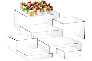 Clear Stackable Acrylic Box Storage Organizer, 7 Sided Acrylic Box with Hollow...
